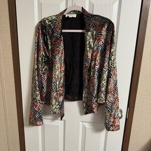 Anthro Ett:Twa velvet floral print jacket sz 12